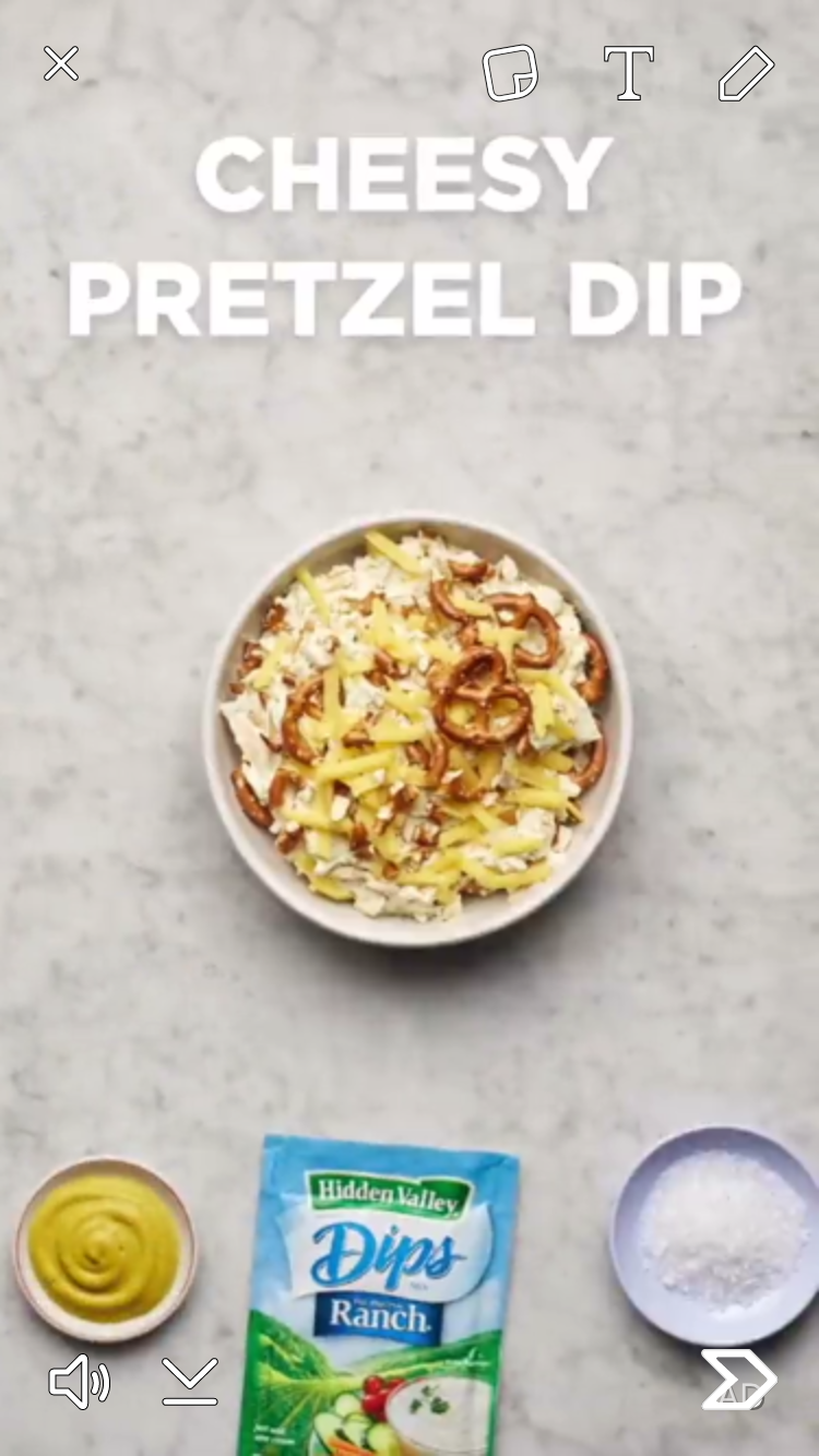 By swiping down on this ad, users could access recipes provided by the advertiser, Hidden Valley Ranch.